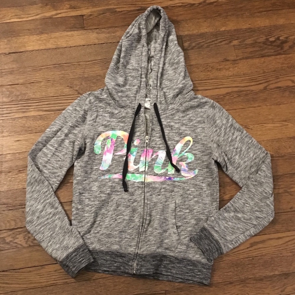 VS PINK grey zip hoodie - M